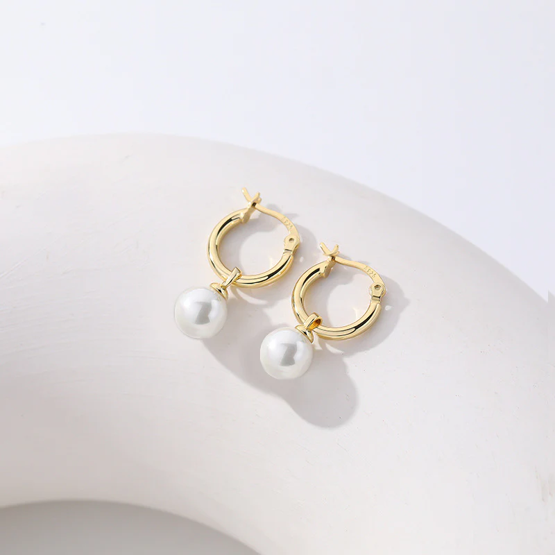 Hoop with Dangle Pearl Earrings
