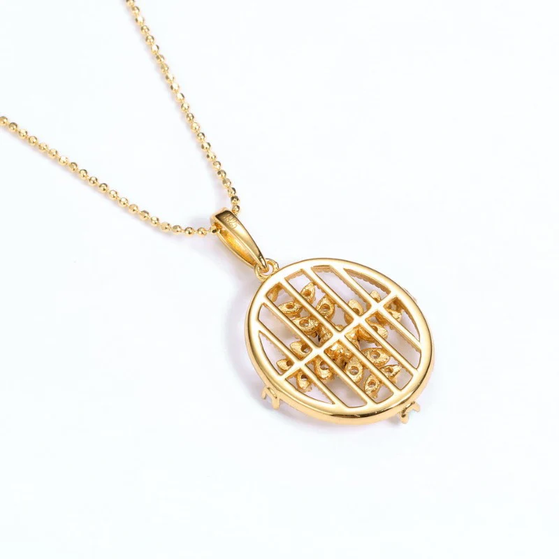 Hollow Blue Sapphire Pearl Pendant