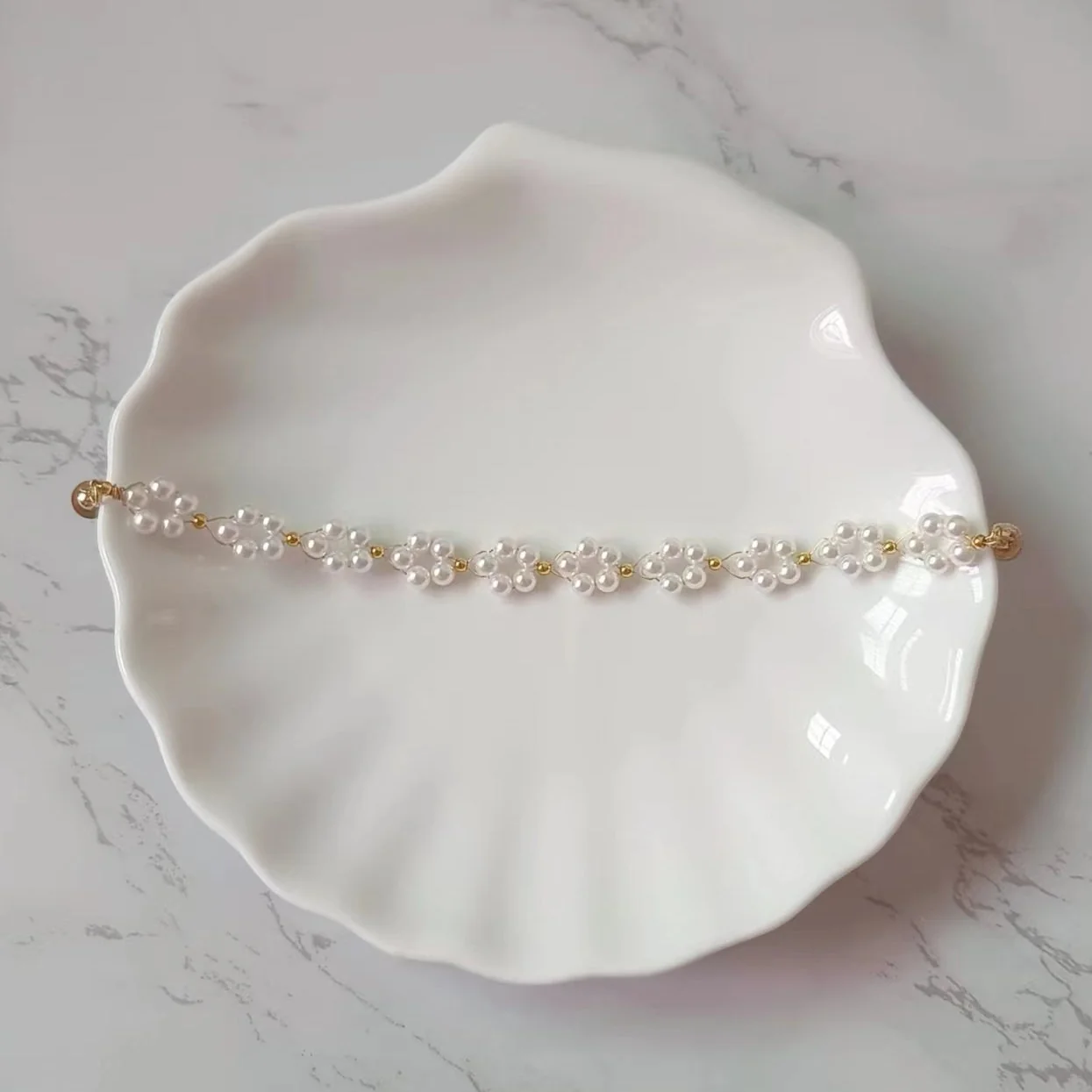 Handmade Flower Pearl Bracelet