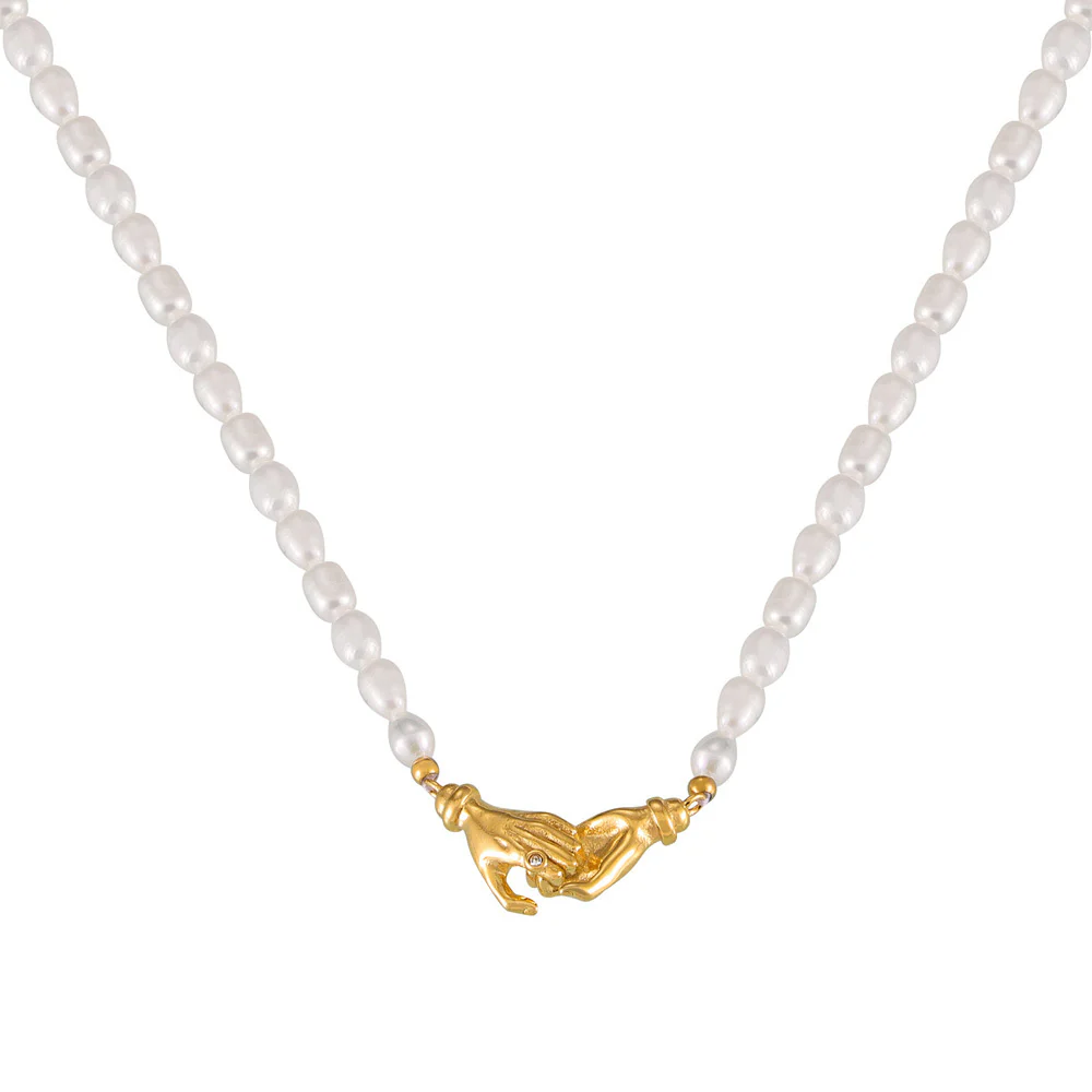 Shakehand Pendant Freshwater Pearl Necklace