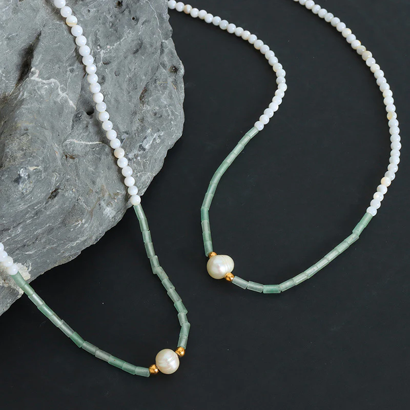 Freshwater Pearl Natural Stone Beaded Necklaces