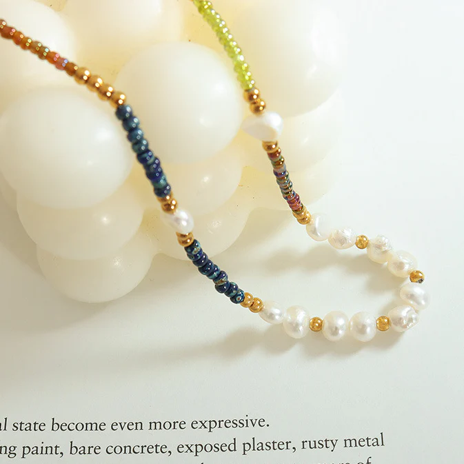 Freshwater Pearl And Glass Beads Bohemian Necklace