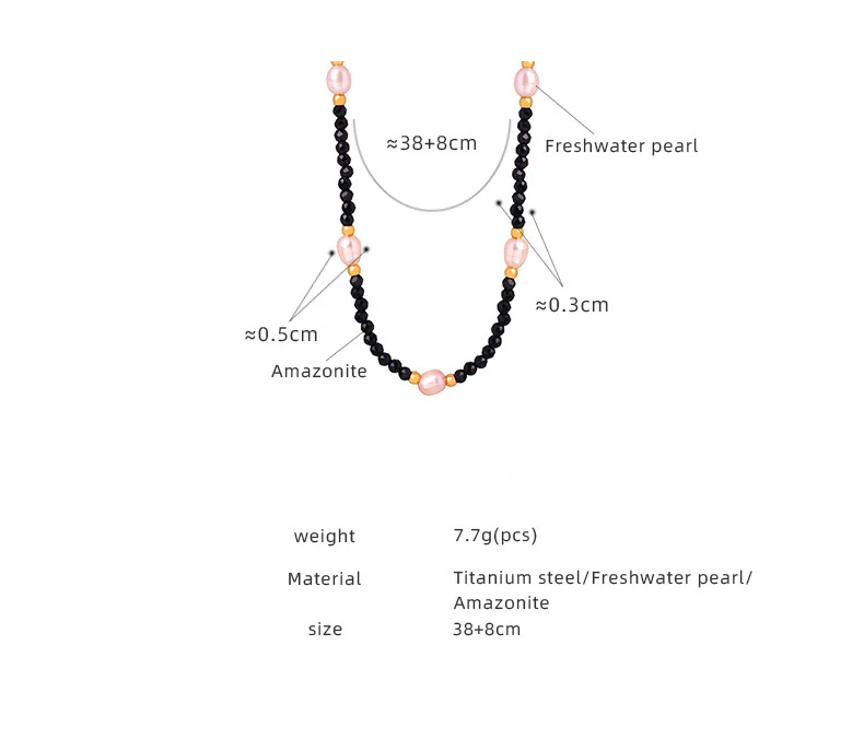 Black Amazonite and Freshwater Pearl Necklace