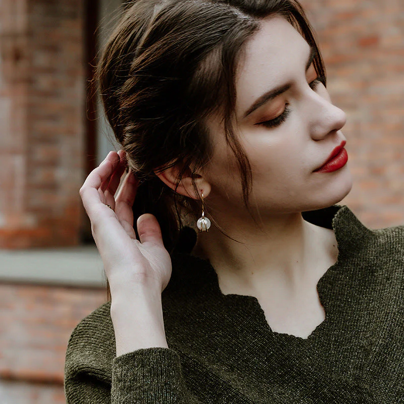 Seahorse Dangle Pearl Drop Earrings