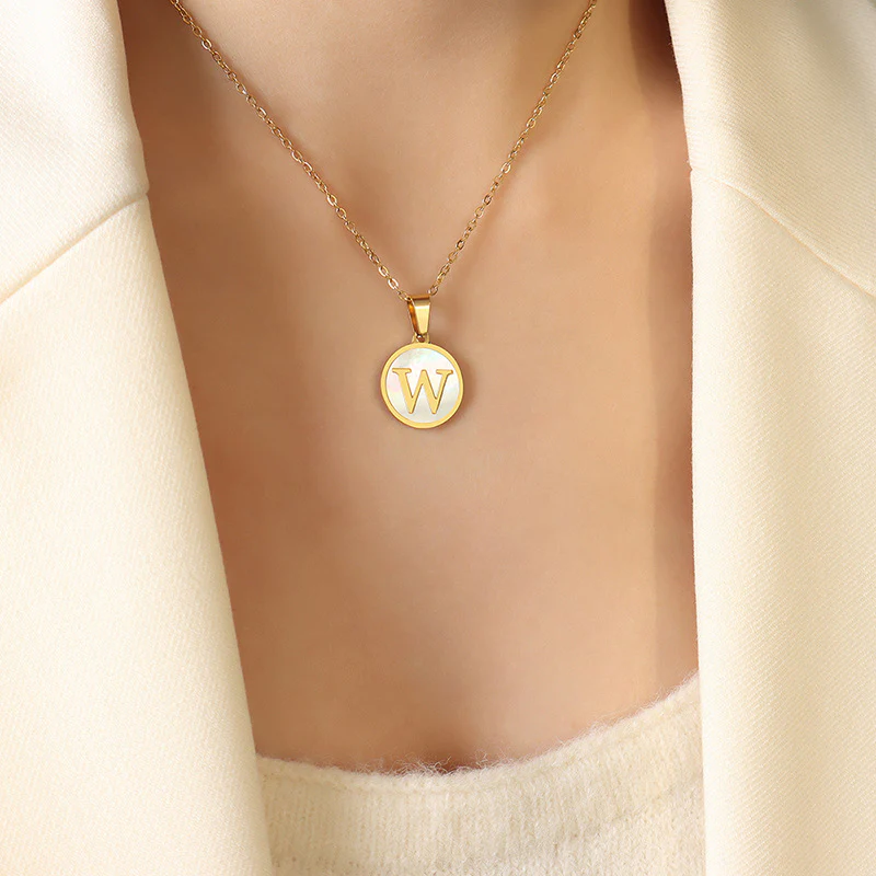 A-Z Initial Round Coin Pendant Letter Necklace