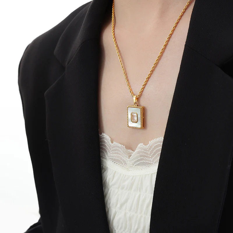 Square Mother of Pearl Necklace