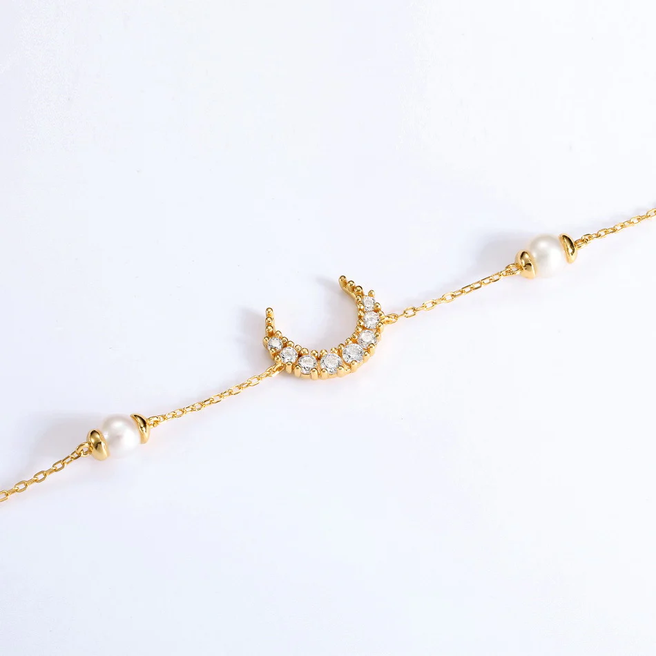 Full Zircon Moon Pearl Bracelet