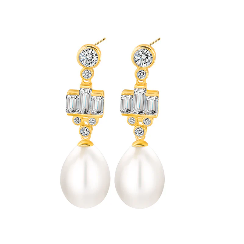 Light Luxury Royal Style Pearl Dangle Earrings