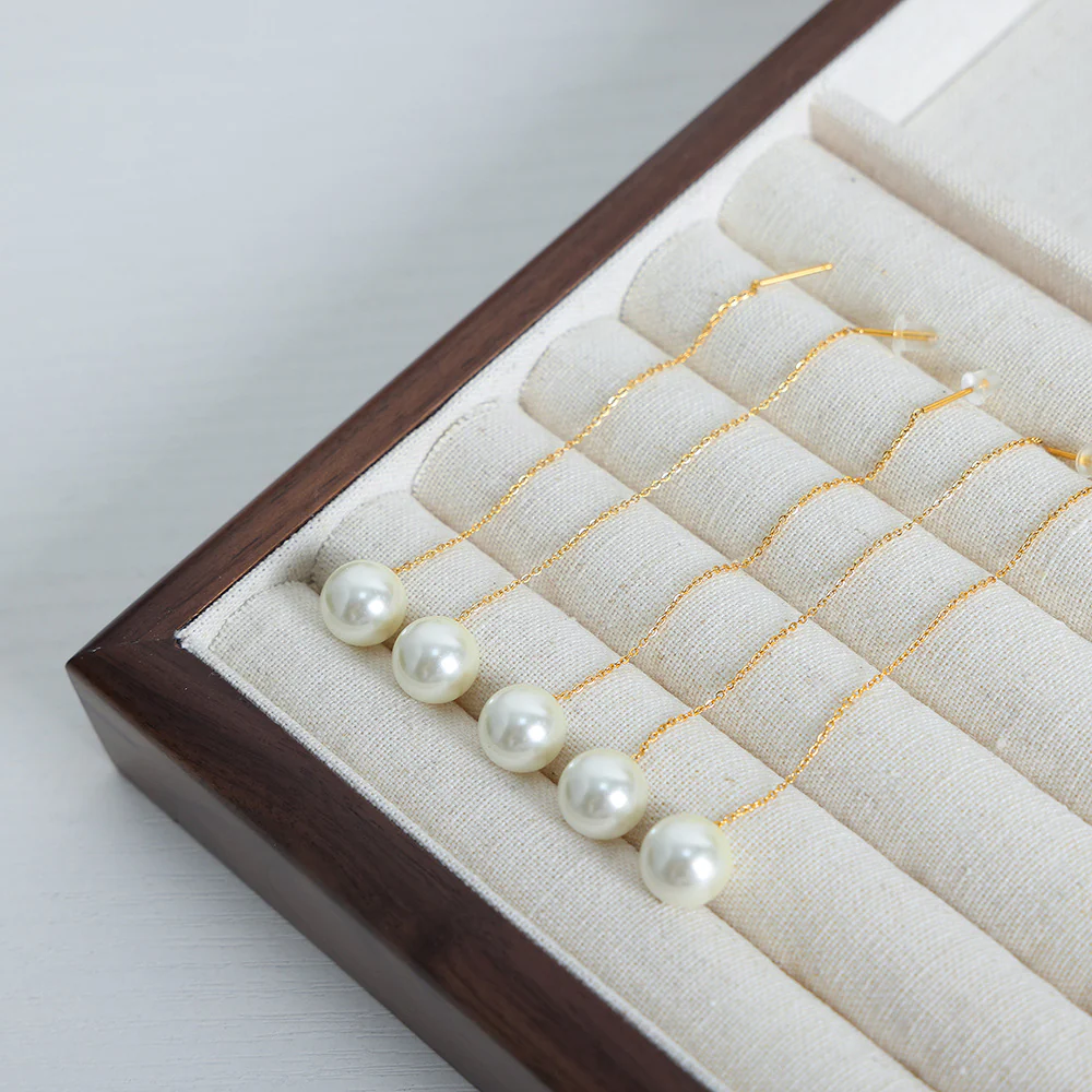 Linear Pearl Drop Earrings