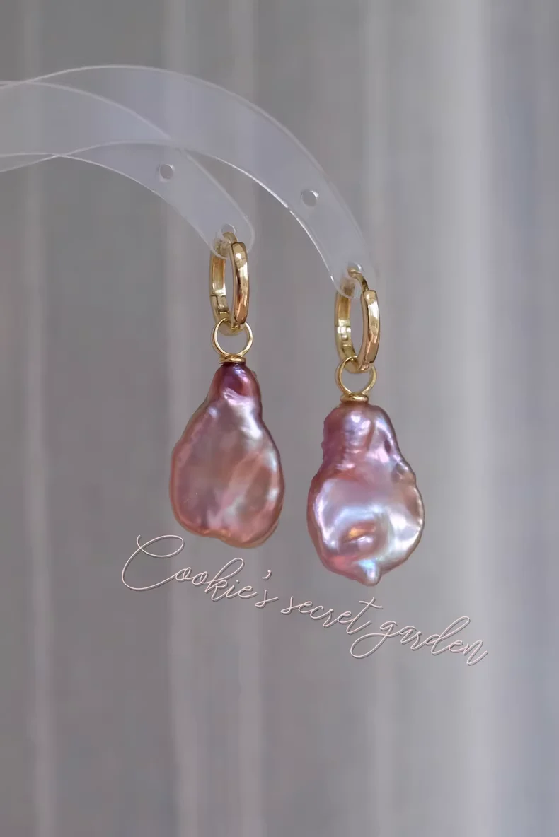 【Monet Garden Collection】 Handmade Aurora Baroque Pearl Earrings