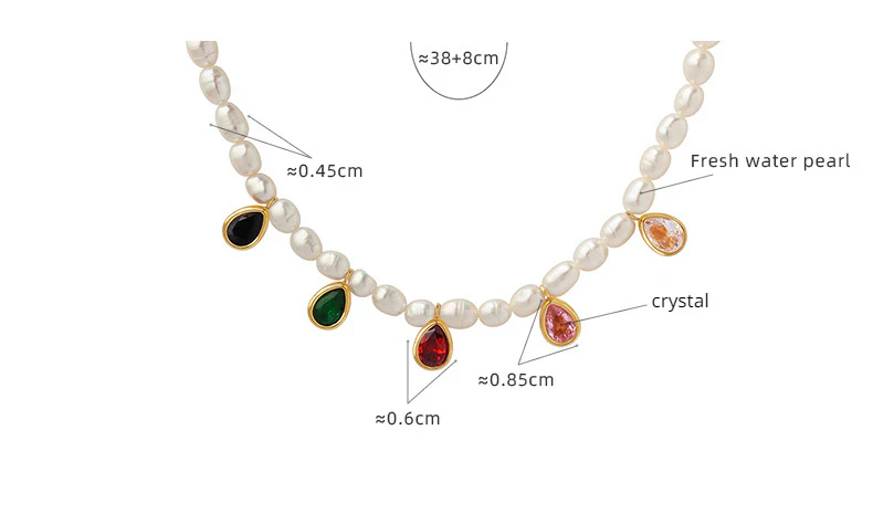 Colored Water Drop Crystal Pendant Necklace