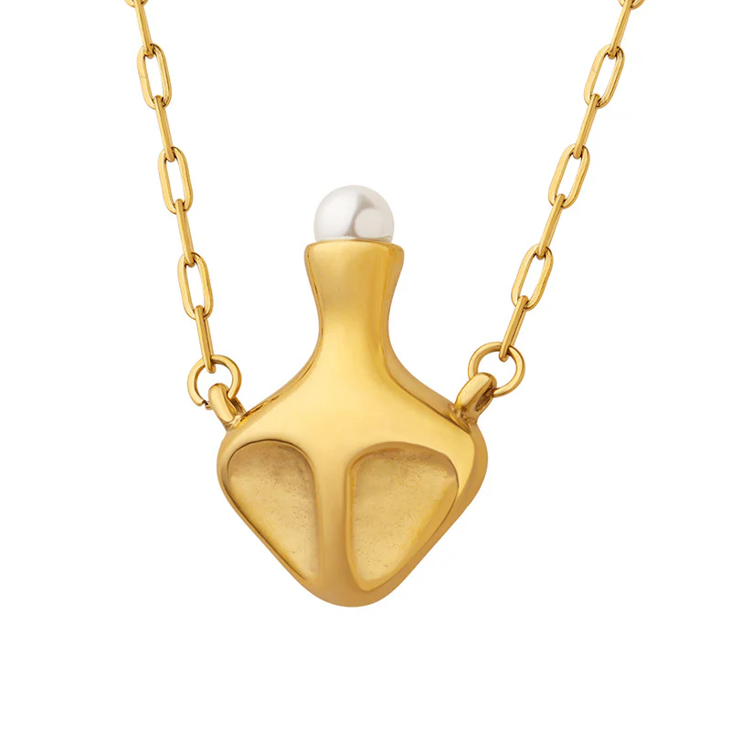 Creative Pearl Inlay Kettle Pendant Necklace