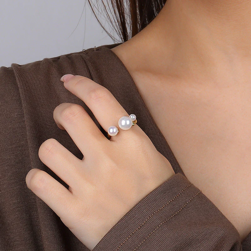 3 Pearls Open Pearl Ring