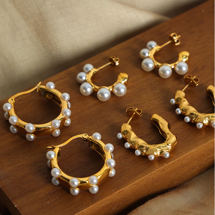 Fashion Chic Gold Geometric Pearl Earring