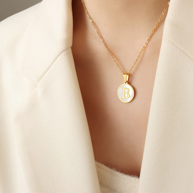 A-Z Initial Round Coin Pendant Letter Necklace