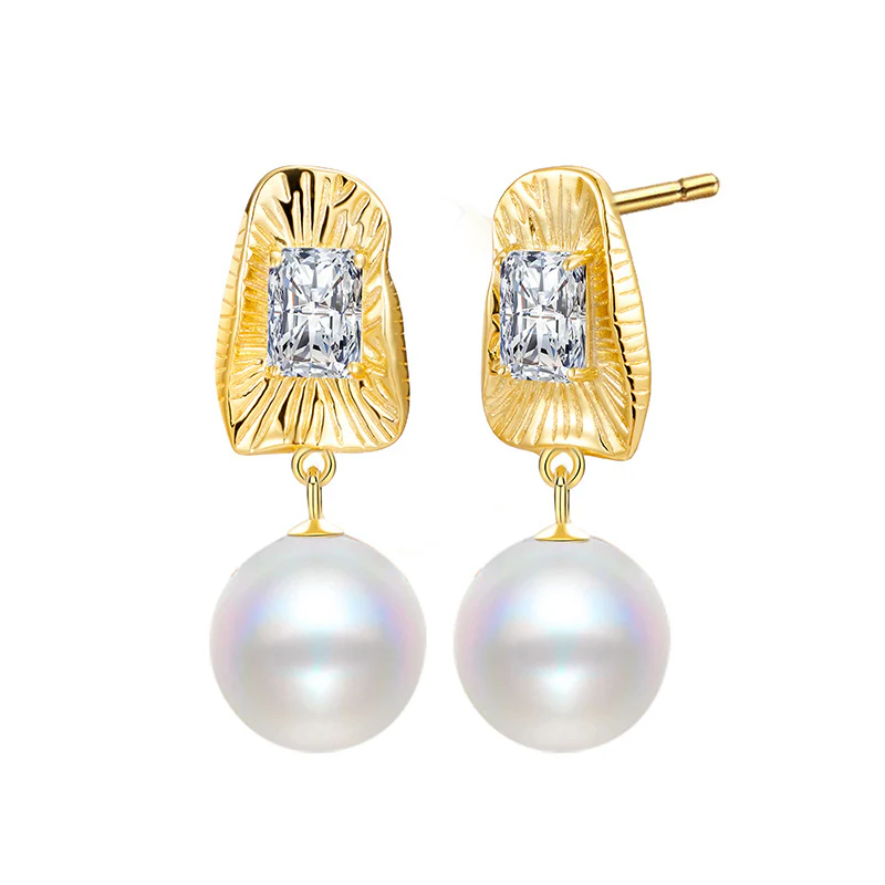 Light Luxury Rhinestone Pearl Dangle Earrings