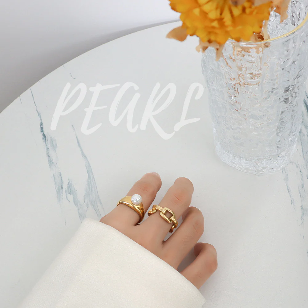 Thick Wide Pearl Ring