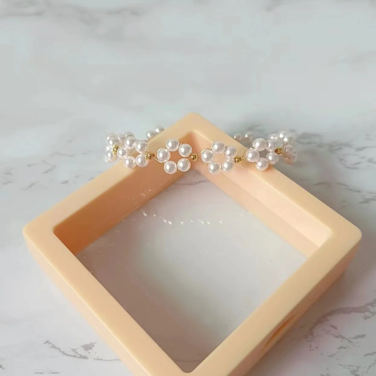 Handmade Flower Pearl Bracelet