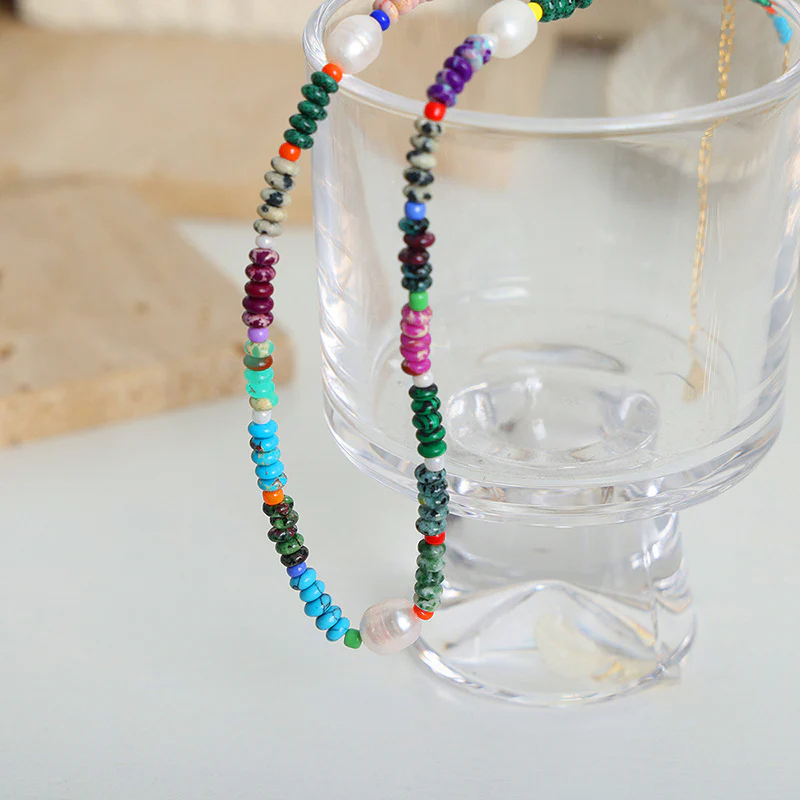 Colorful Natural Turquoise Freshwater Pearl Necklace