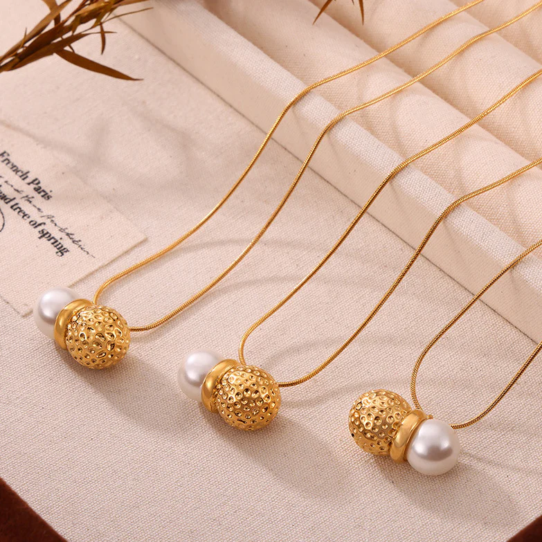 Personality Peanut Pearl Necklace and Earring Set