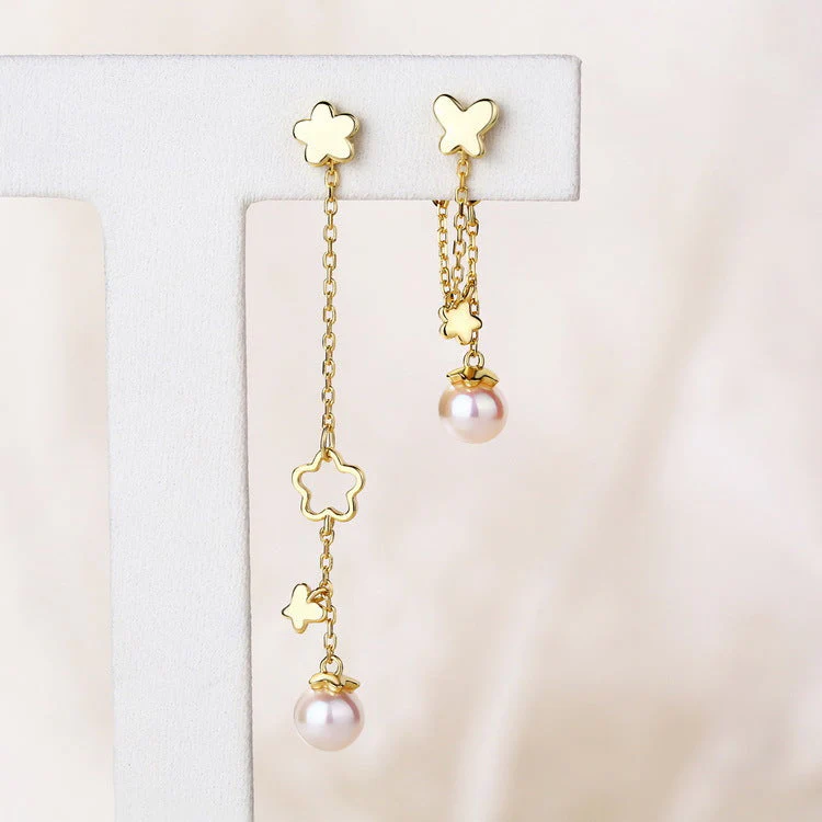 Asymmetric Pearl Dangle Earring