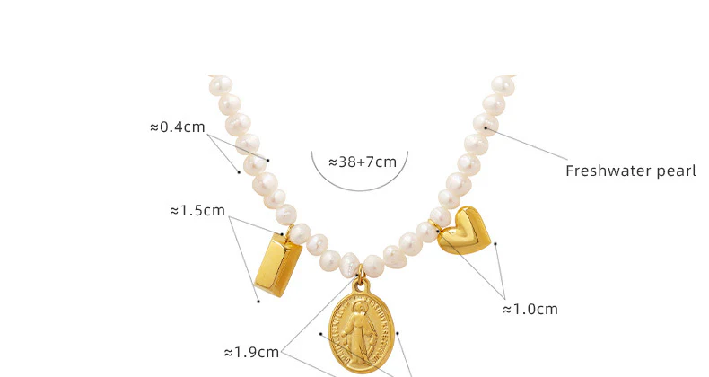 Heart Charm Oval Portrait Pendant Freshwater Pearl Necklace