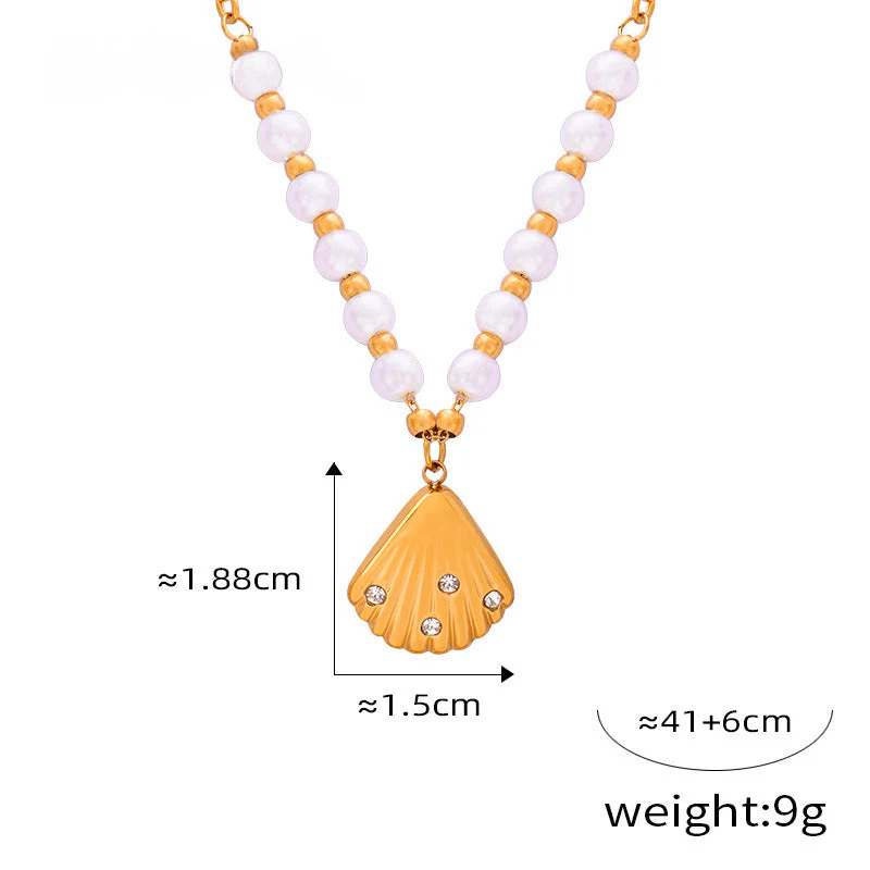 Influencer Statement Shell Pendant Necklace Earrings Set
