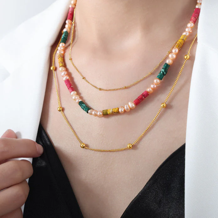 Freshwater Pearl Colorful Beaded Necklaces