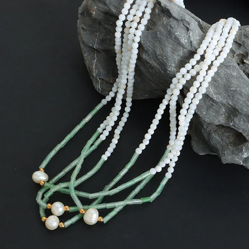 Freshwater Pearl Natural Stone Beaded Necklaces