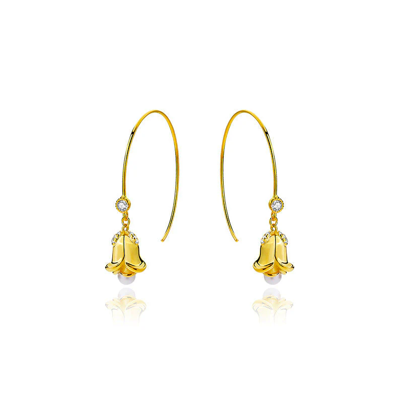 Dangle Floral Pearl Earrings