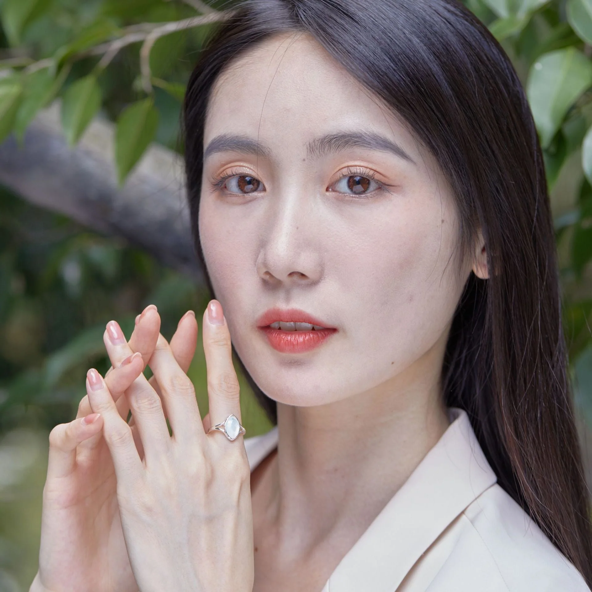 Vintage Geometric Flat Pearl Ring