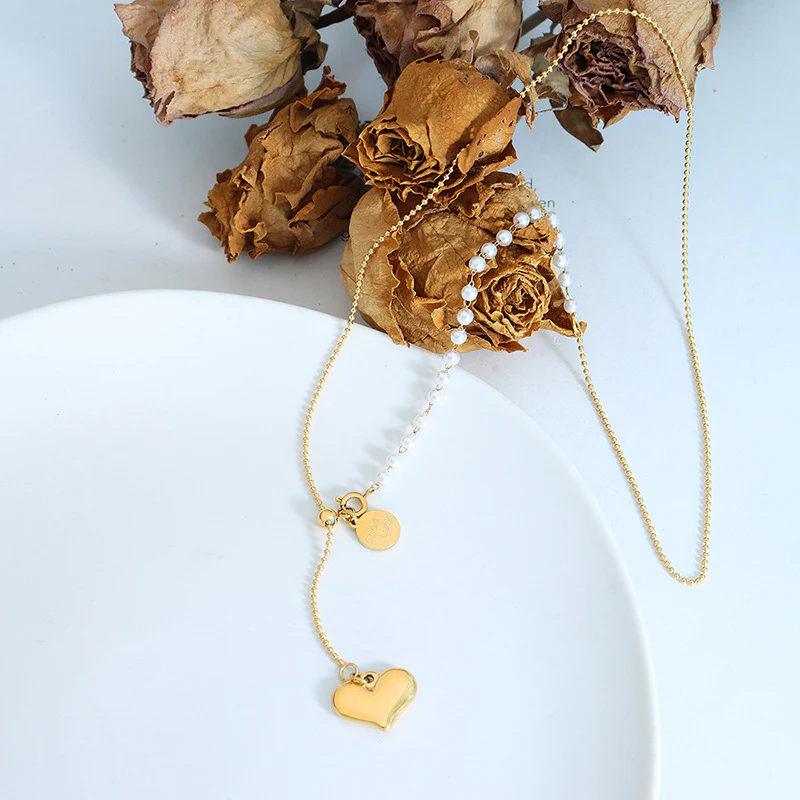 Adjustable Good Luck Coin Heart Pendant Y Necklace