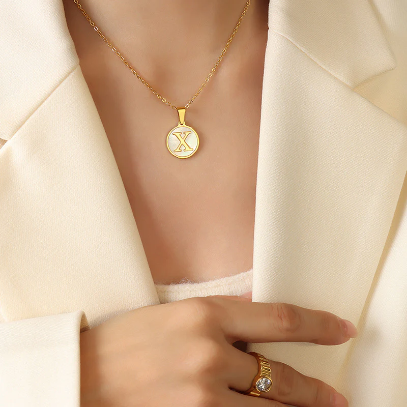 A-Z Initial Round Coin Pendant Letter Necklace