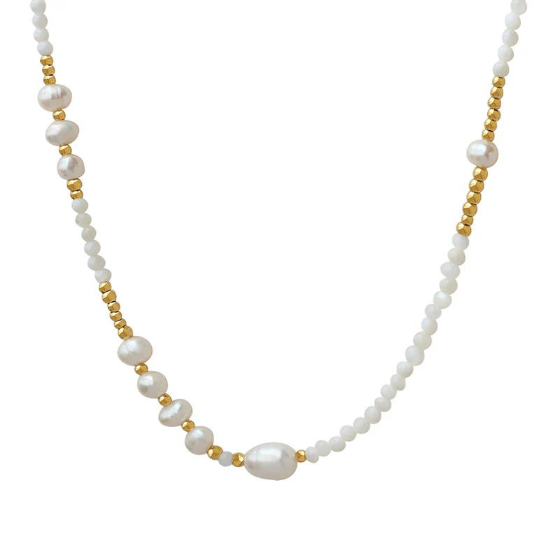Shell Pearl and Freshwater Pearls Beaded Necklace
