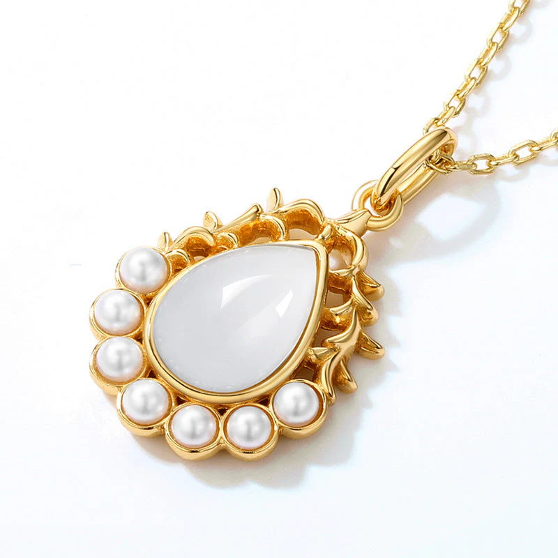 Waterdrop White Agate Pearl Pendant