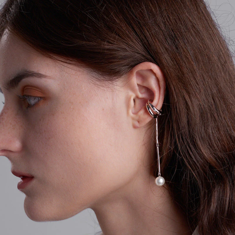 Long Drop Pearl Tassel Earrings