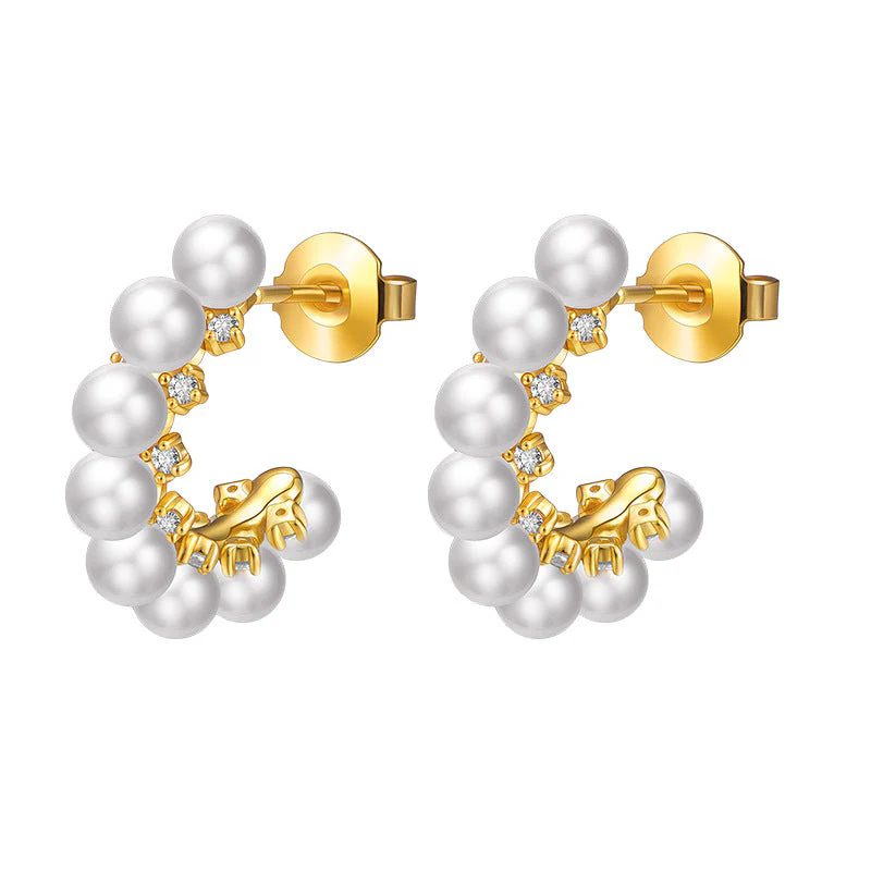 Personality Half Hoop Pearl Earrings
