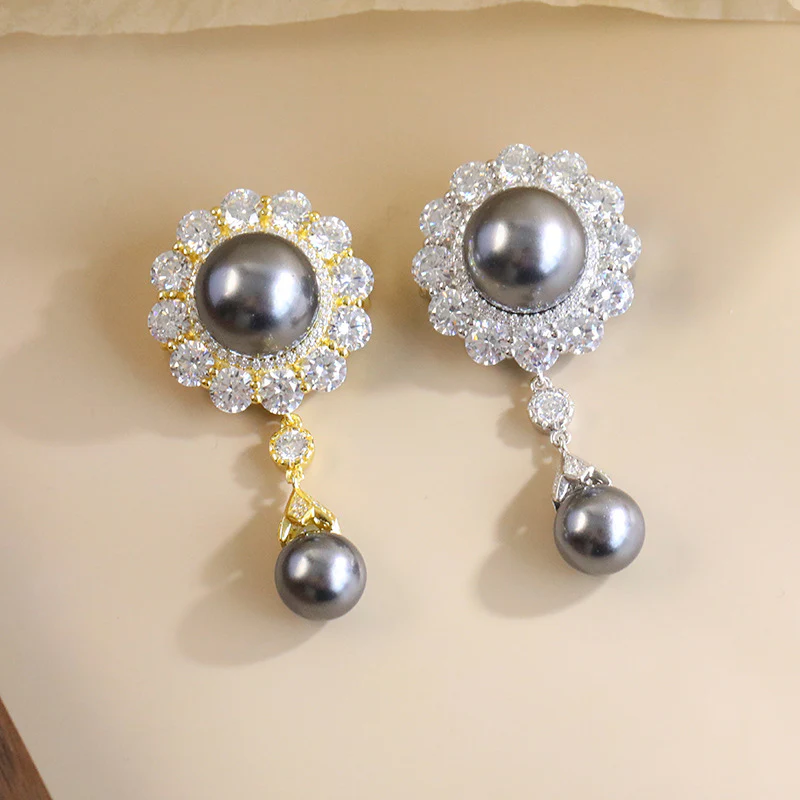 Duchess Camellia Diamond Pearl Pendant Brooch Necklace