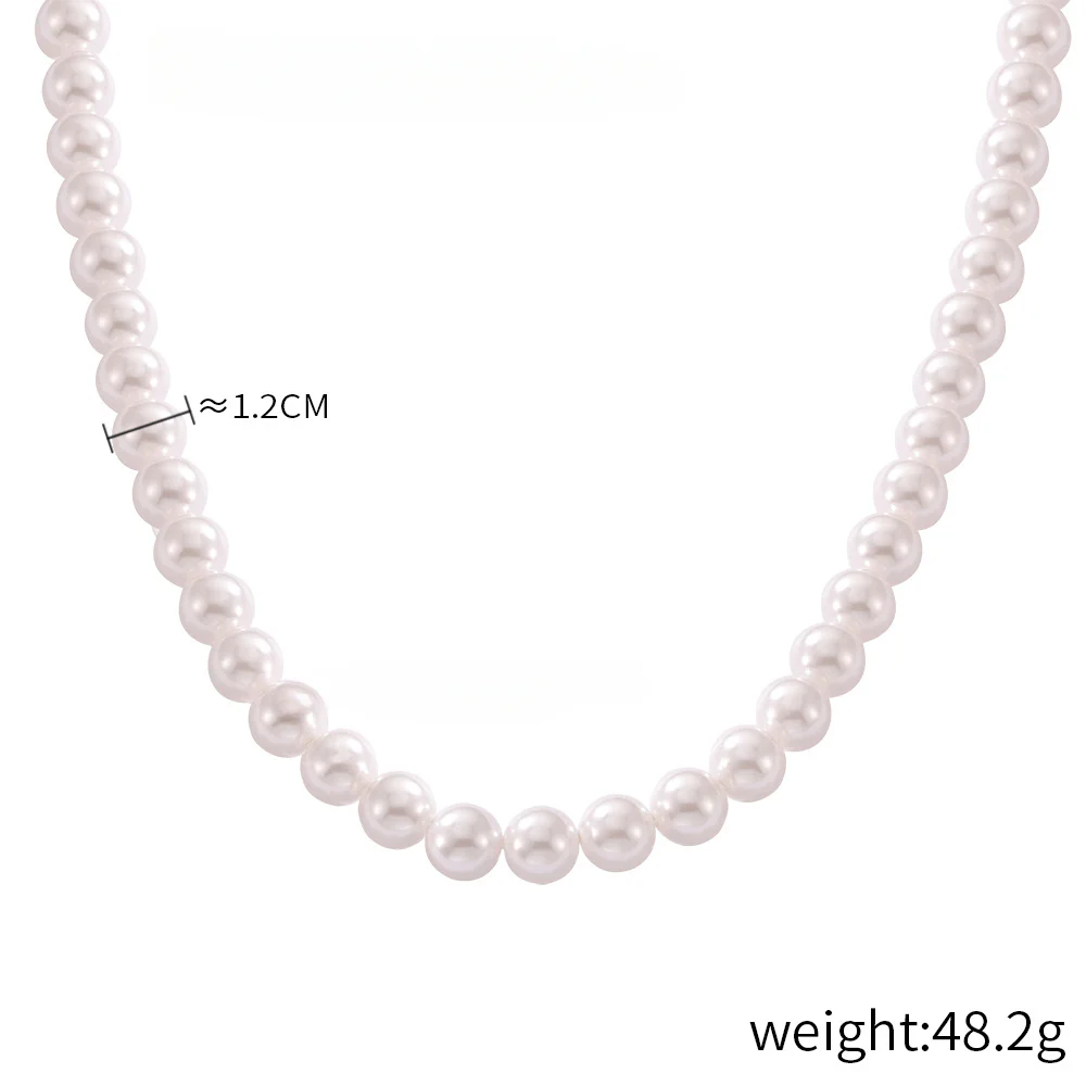 8mm 10mm 12mm White Grey Brown Pearl Bead Necklace