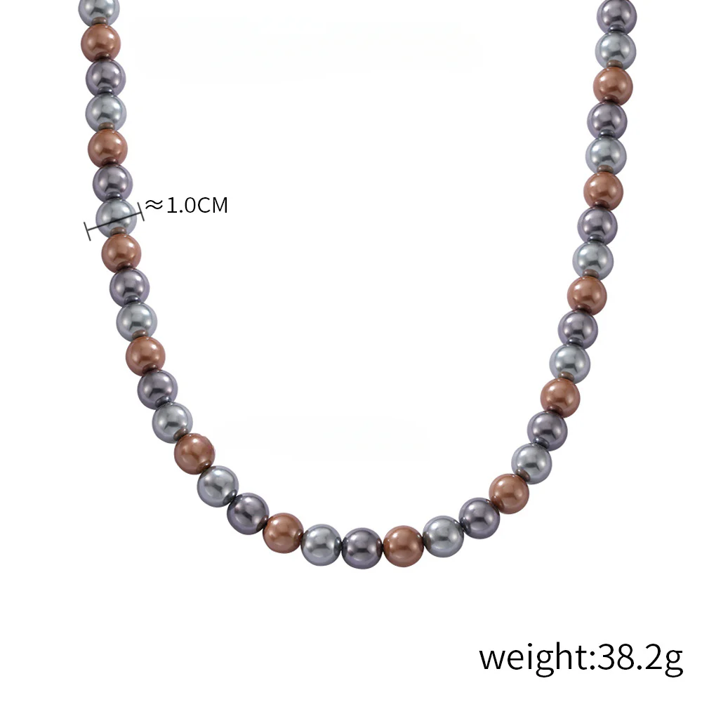 8mm 10mm 12mm White Grey Brown Pearl Bead Necklace