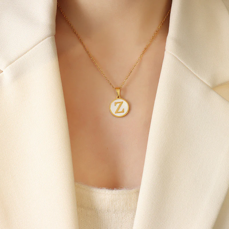 A-Z Initial Round Coin Pendant Letter Necklace