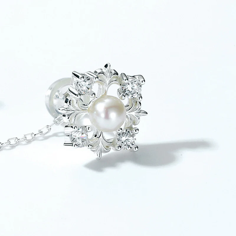 2 Wear Ways Christmas Snowflake Tassel Pearl Dangle Earrings