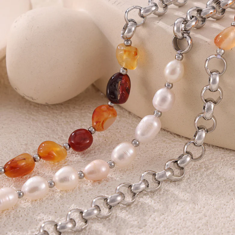 Chic Natural Stone Freshwater Pearl Necklace