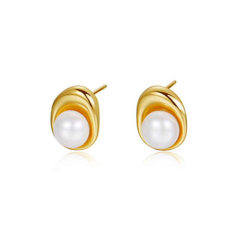Sterling Silver 7.8mm Pearl Earrings
