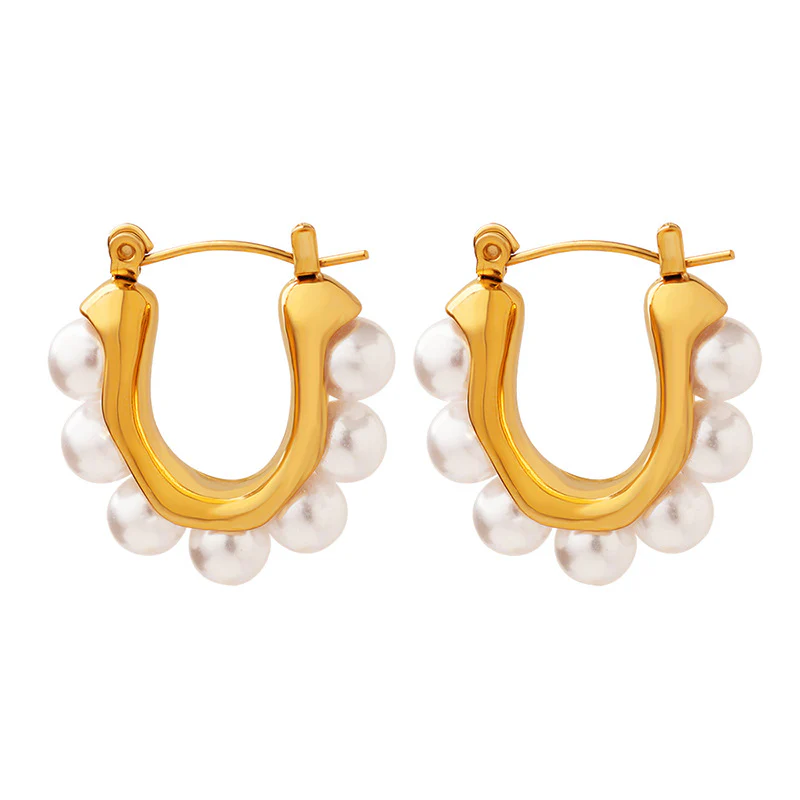 U Shape Pearl Earrings