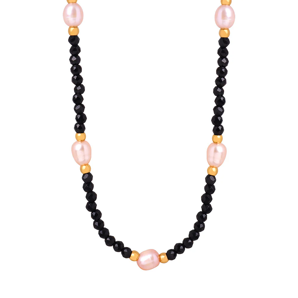 Black Amazonite and Freshwater Pearl Necklace