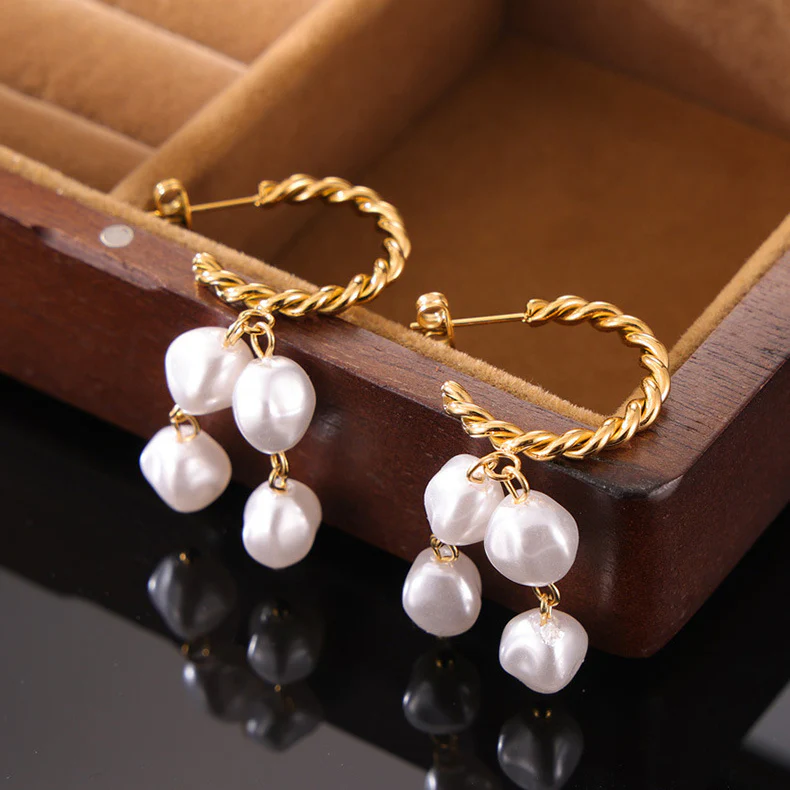 Prom Tassel Pearl Drop Earrings