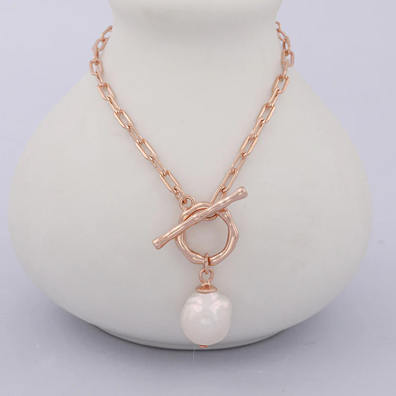 OT Clasp Single Pearl Pendant Necklace