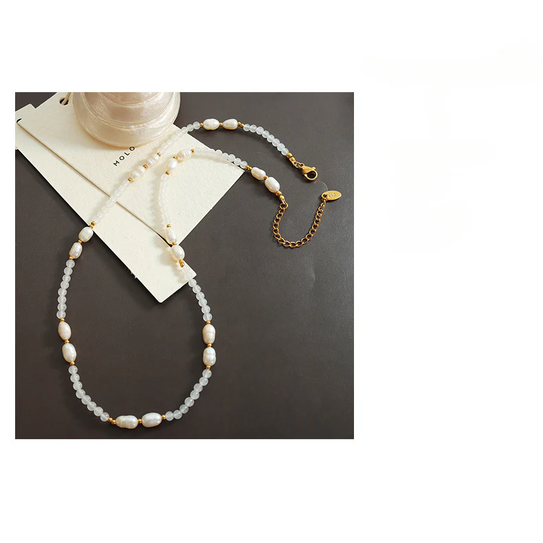 Jade and Freshwater Pearl Beaded Necklace