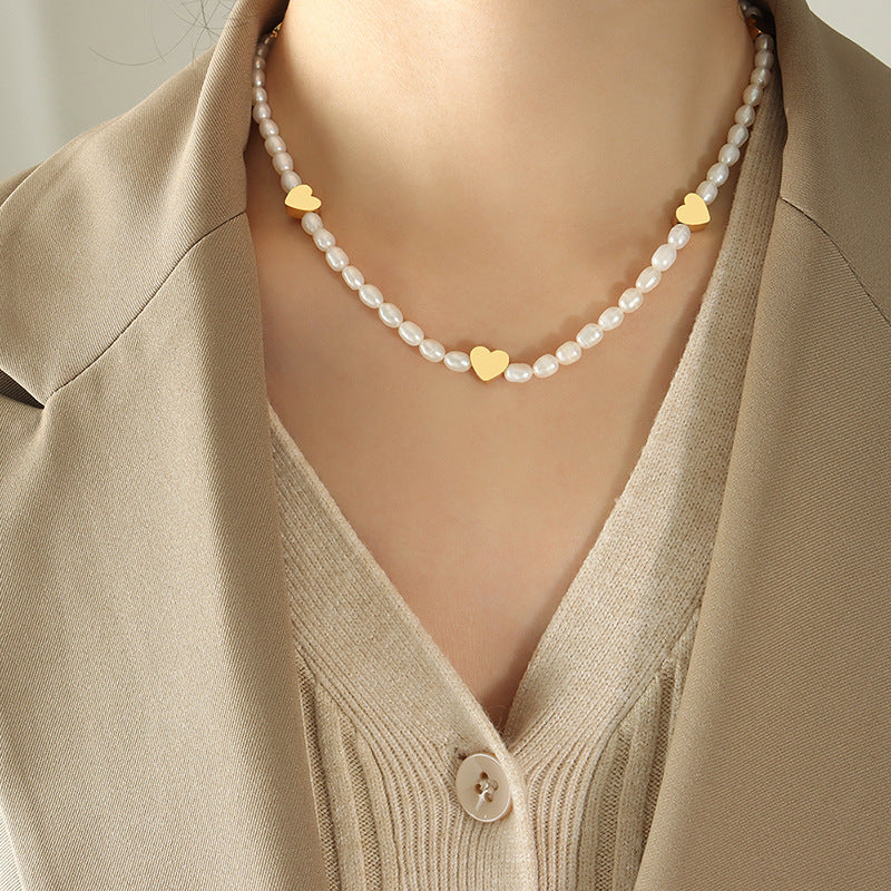 Sweet Pearl Heart Necklace